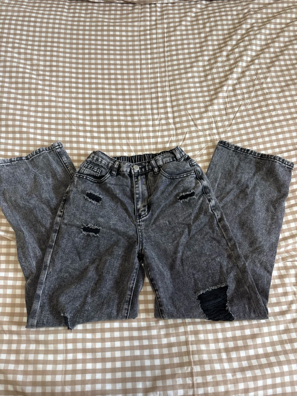 SHEIN Distressed Black Wash Boyfriend Jeans